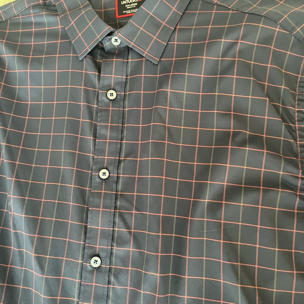 UNTUCKit Men's Navy Yellow and Pink Grid Casual Button Down Shirt